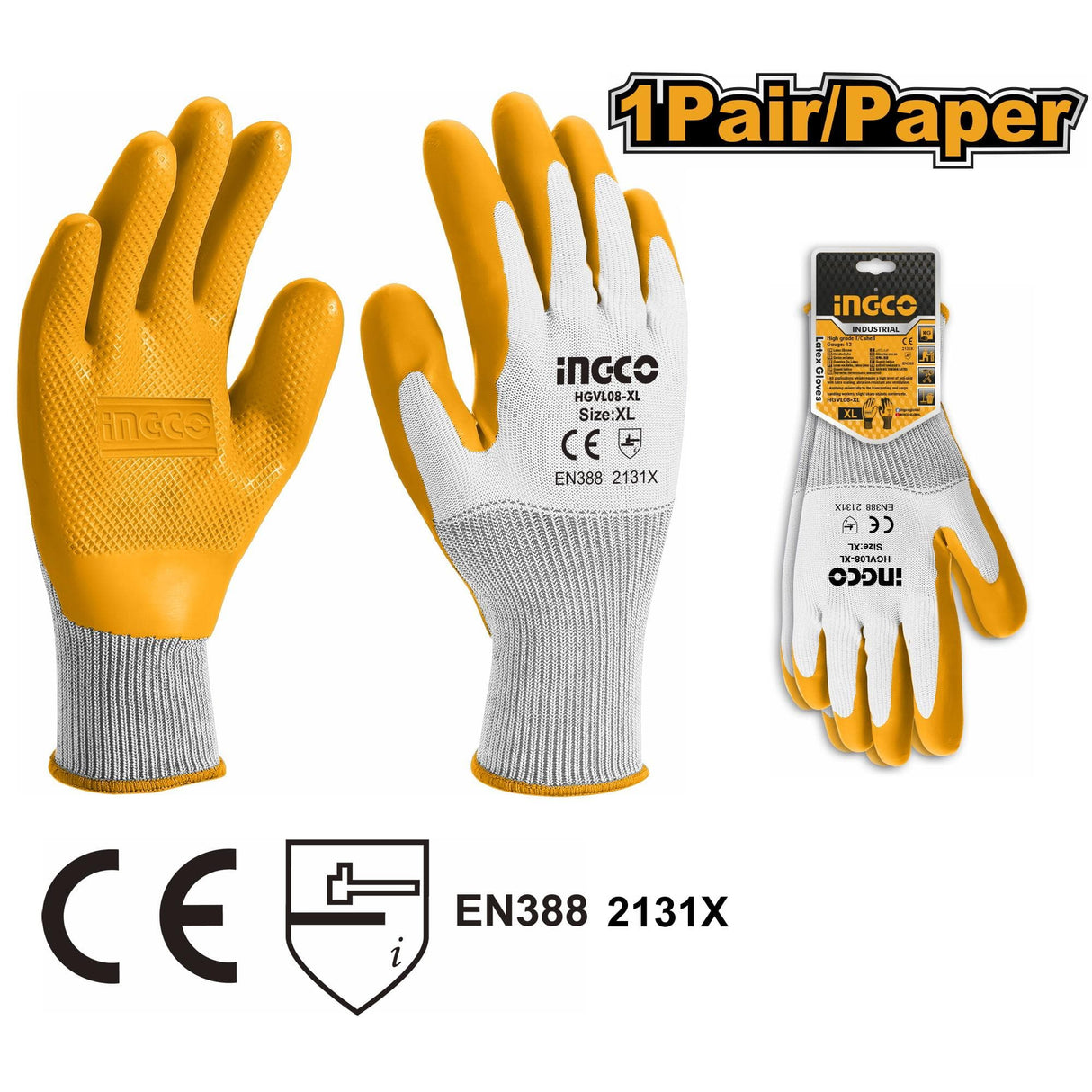 Ingco Industrial Latex Gloves - HGVL08-XL | Shop Online in Accra, Ghana - Supply Master Work Gloves Buy Tools hardware Building materials