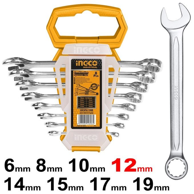 Ingco 8 Pieces Combination Spanner Set 6-19mm - HKSPA1088 | Supply Master | Accra, Ghana Wrenches Buy Tools hardware Building materials