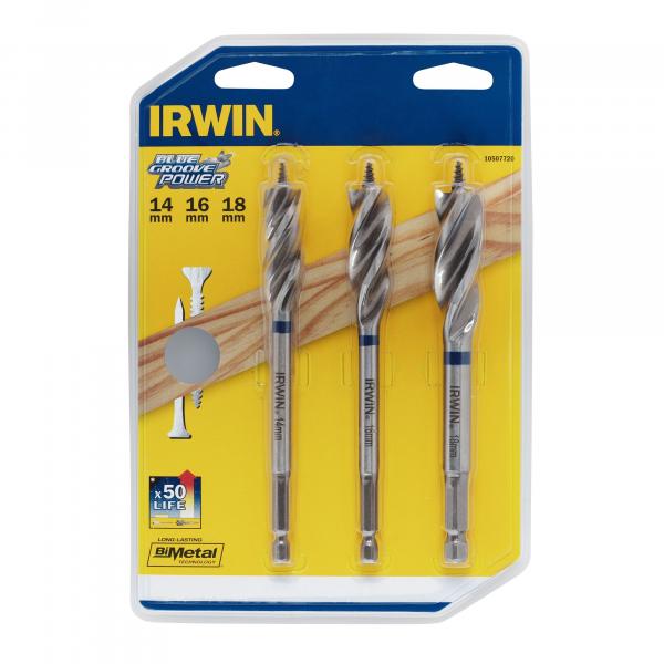 Irwin 3 Pieces Blue Groove Power Wood Drill Bit Set - 14mm, 16mm, 18mm | Supply Master Accra, Ghana Drill Bits Buy Tools hardware Building materials
