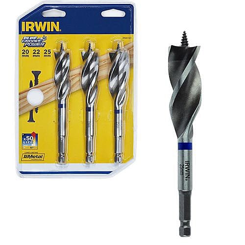 Irwin 3 Pieces Blue Groove Power Wood Drill Bit Set - 20mm, 22mm, 25mm | Supply Master Accra, Ghana Drill Bits Buy Tools hardware Building materials