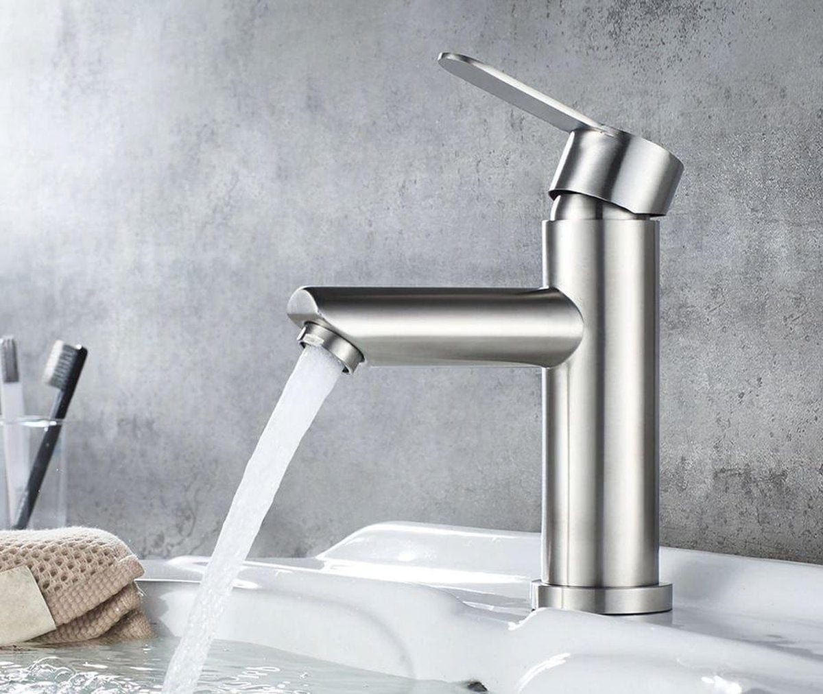 Buy MaxTen Bathroom Stainless Steel Hot & Cold Basin Faucet Mixer - S20-142 & S20-142BL | Shop at Supply Master Accra, Ghana Bathroom Faucet Satin Nickel Buy Tools hardware Building materials