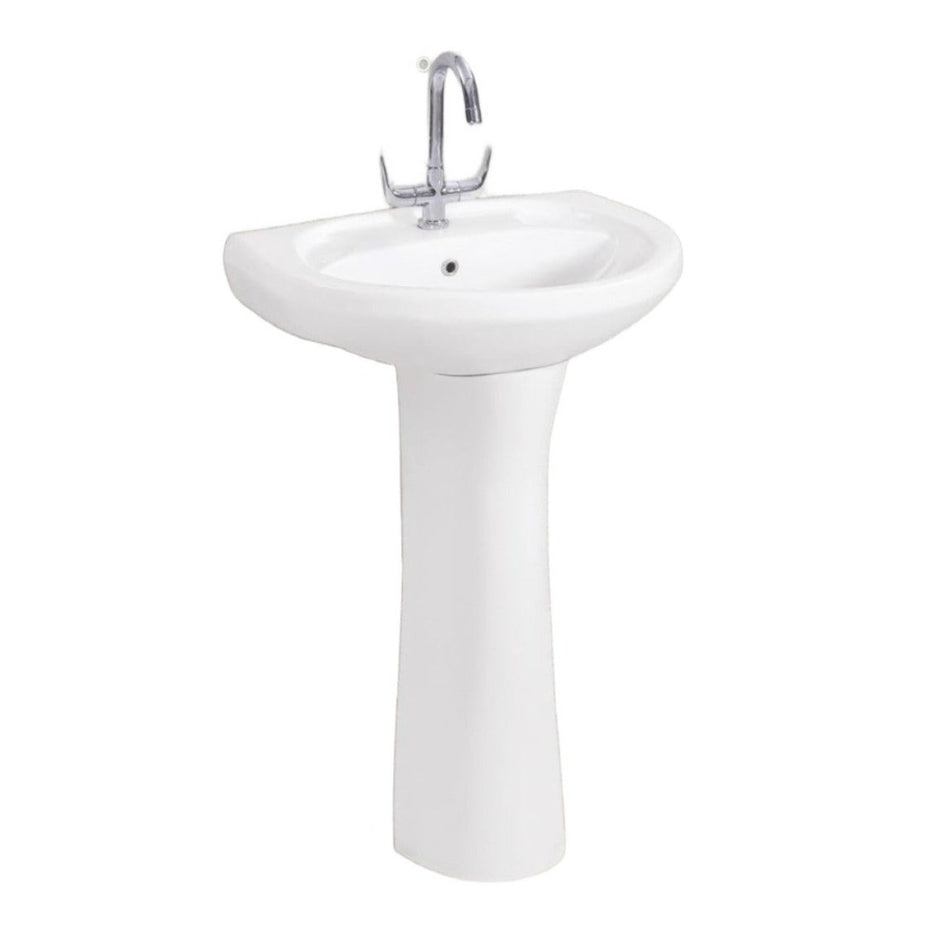 Buy Fabia Ceramic Wall Mount Wash Hand Basin With Full Pedestal 457x356mm | Shop at Supply Master Accra, Ghana Bathroom Sink Buy Tools hardware Building materials