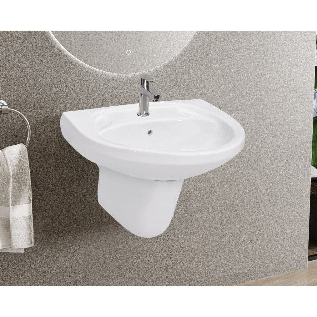 Buy Sohan Ceramic Wall Mount Wash Hand Basin With Half Pedestal 508x406mm | Shop at Supply Master Accra, Ghana Bathroom Sink Buy Tools hardware Building materials