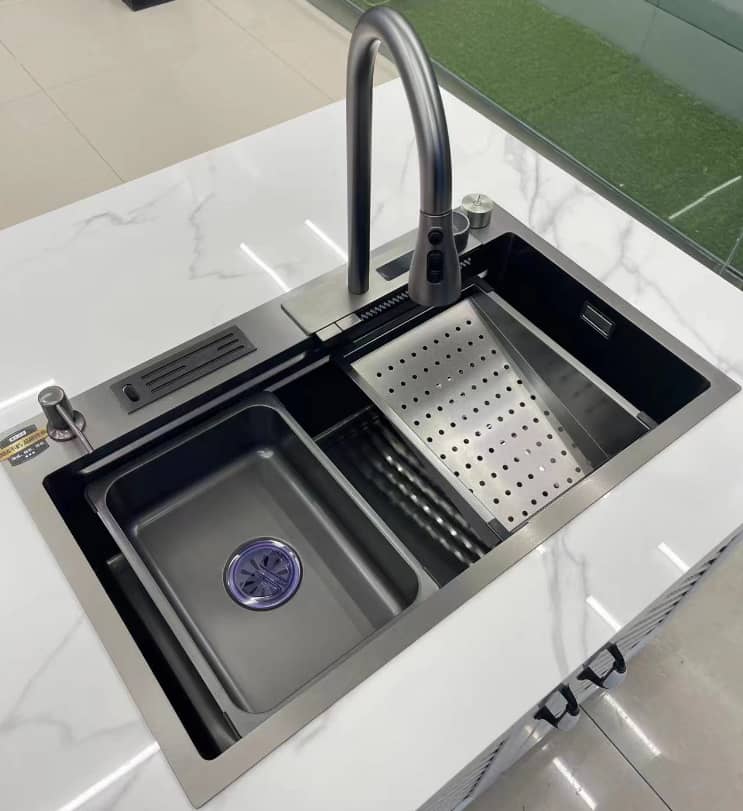 Buy Drop In Double Bowl Kitchen Multi-Sink With Digital Display 75 x 46mm - RS-9993-GM | Shop at Supply Master Accra, Ghana Kitchen Sink Buy Tools hardware Building materials