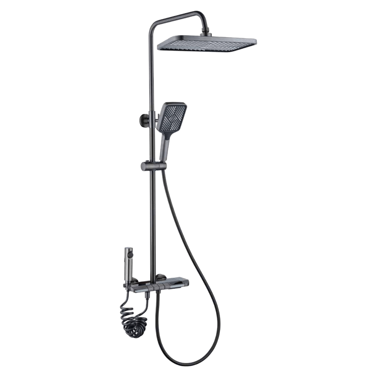 Buy Doli Bathroom Matte Gun Grey Wall Mounted Four-Function Square Rain Shower Set with Temperature Reader & Timer - 6BN | Shop at Supply Master Accra, Ghana Shower Set Buy Tools hardware Building materials