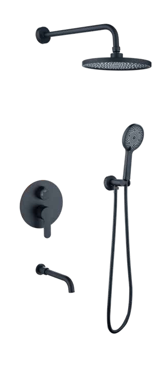 Buy WK Bathroom Black Concealed Wall Mounted Three- Function Round Overhead Rain Shower Set - K-8419H | Shop at Supply Master Accra, Ghana Shower Set Buy Tools hardware Building materials