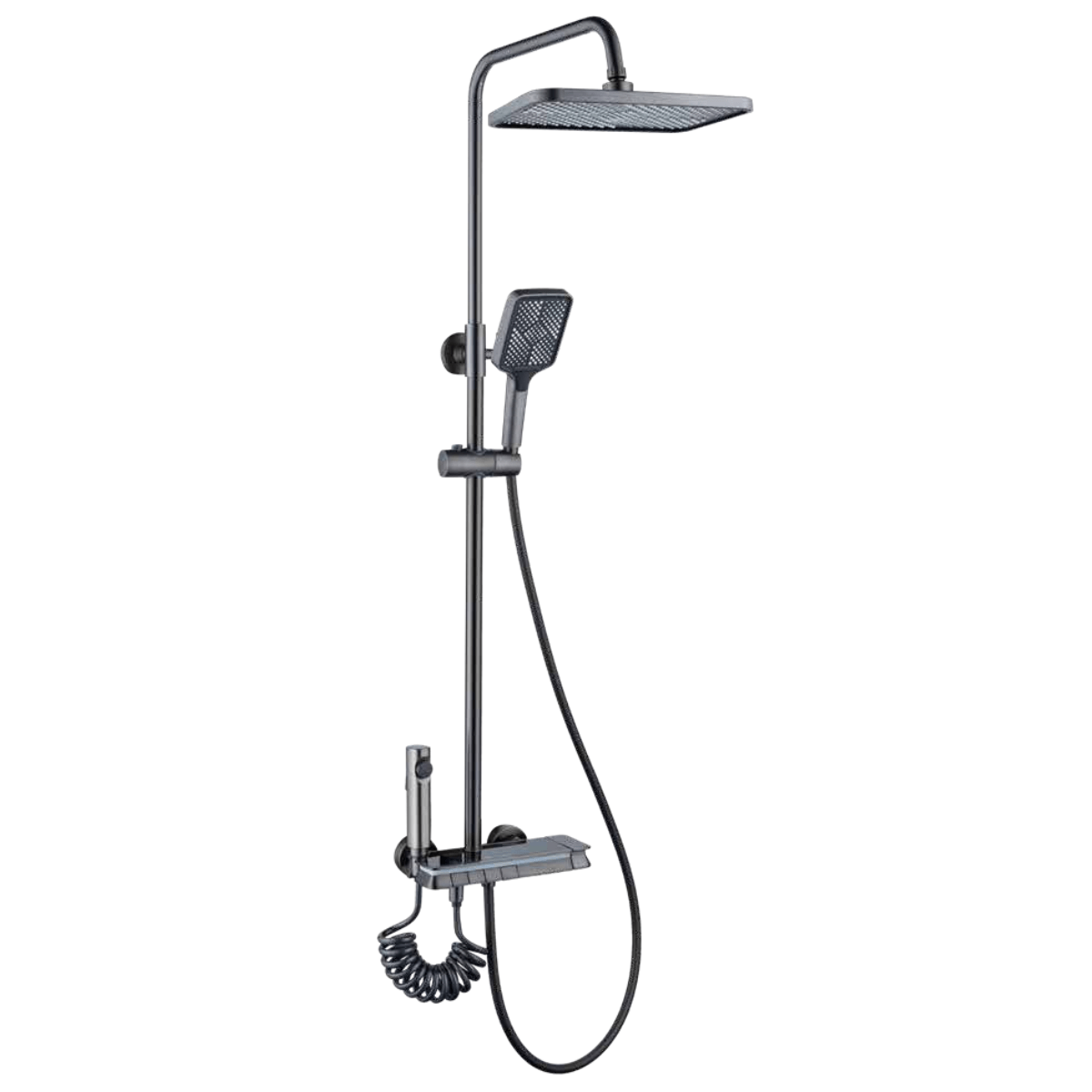 Buy WK Bathroom Gun Grey Wall Mounted Four-Function Square Rain Shower Set with LED, Temperature Reader & Timer - K-8870Q | Shop at Supply Master Accra, Ghana Shower Set Buy Tools hardware Building materials
