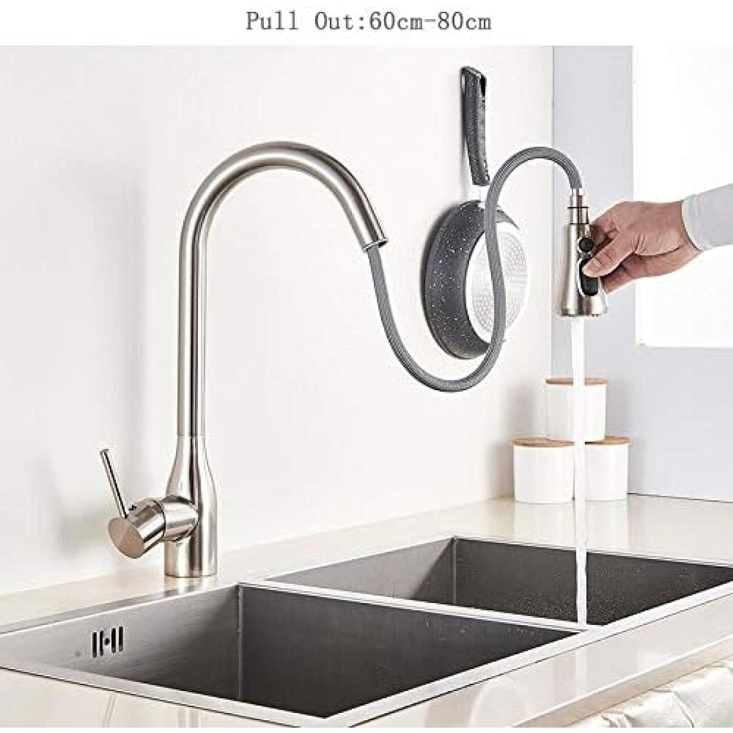 Buy Stainless Steel Satin Nickel Pull Out Sprayer Kitchen Sink Faucet Tap - P02001BN | Shop at Supply Master Accra, Ghana Kitchen Tap Buy Tools hardware Building materials