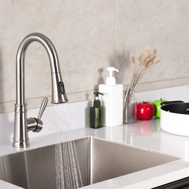 Buy Stainless Steel Satin Nickel Pull Out Sprayer Kitchen Sink Faucet Tap - P02002BN | Shop at Supply Master Accra, Ghana Kitchen Tap Buy Tools hardware Building materials