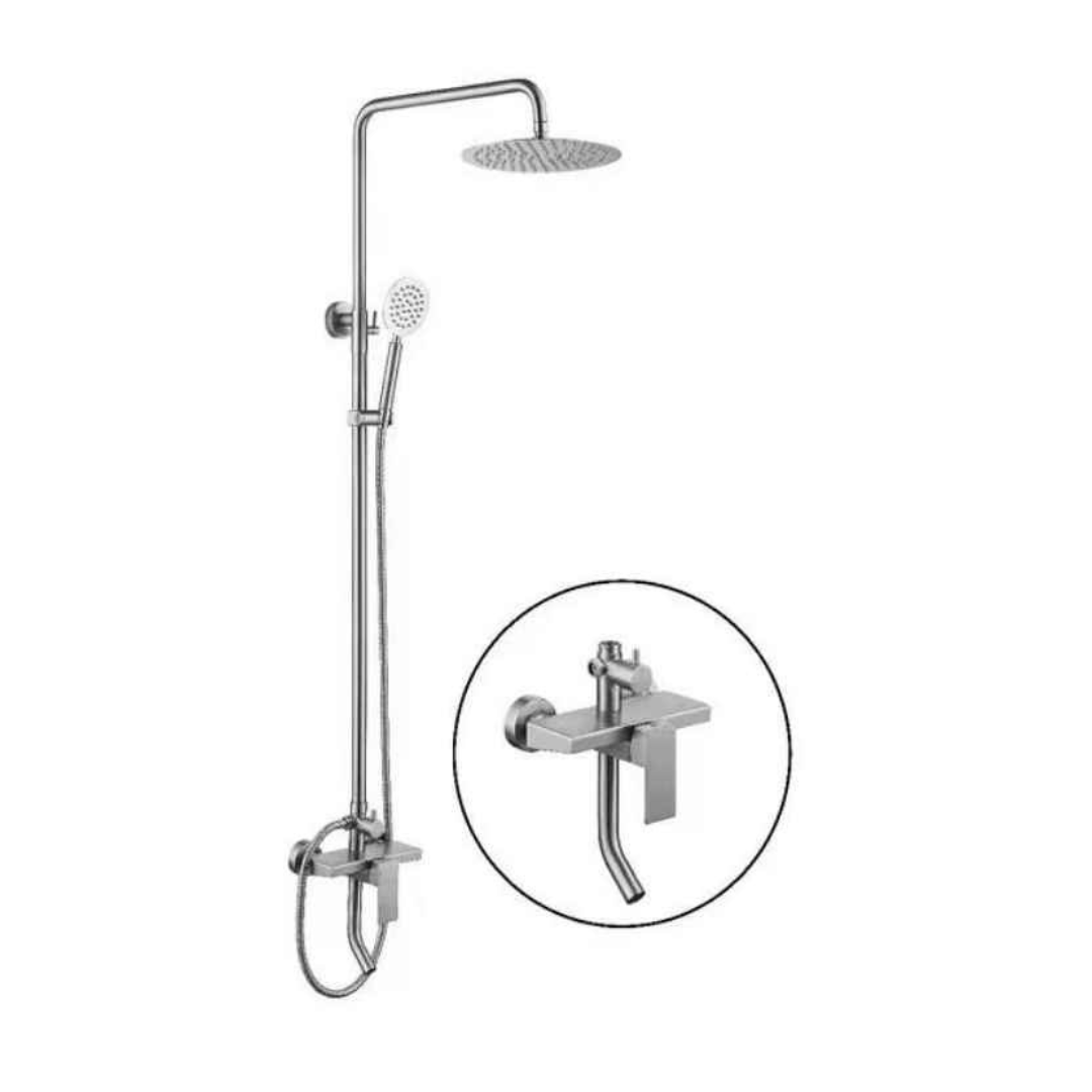Buy Stainless Steel 3-in-1 Satin Nickel Hot & Cold Mixer Shower Set - ST60-315 | Shop at Supply Master Accra, Ghana Shower Set Buy Tools hardware Building materials