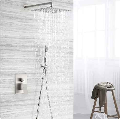 Buy Stainless Steel Wall Mounted Two-Function Square Rain Shower Set - P05014BN | Shop at Supply Master Accra, Ghana Shower Set Buy Tools hardware Building materials