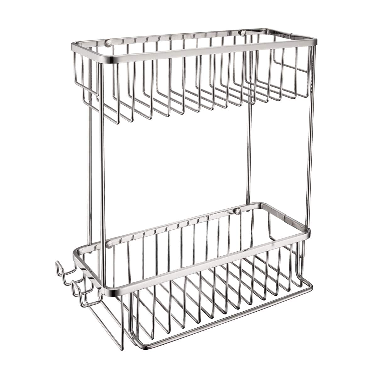 Shop Bathroom Stainless Steel Chrome Corner 2 Tier Shower Caddy Basket with Hooks - 108H | Buy Online at Supply Master Accra, Ghana Bathroom Accessories Buy Tools hardware Building materials