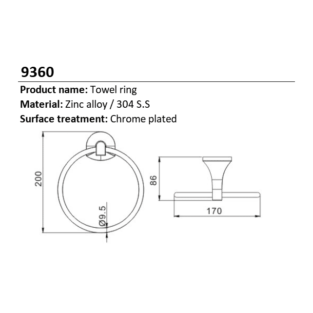Sleek Stainless Steel Towel Ring Holder - Model 9360 | Supply Master Ghana Bathroom Accessories Buy Tools hardware Building materials