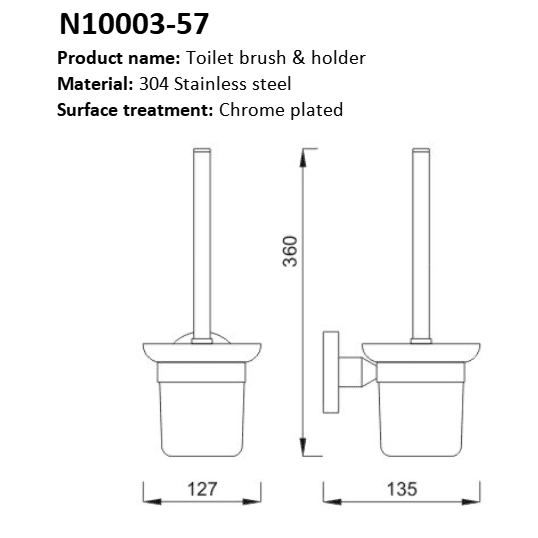 Shop and Buy Bathroom Stainless Steel Wall-Mounted Toilet Brush with Frosted Glass Jar - N10003-57J | Supply Master Accra, Ghana Bathroom Accessories Buy Tools hardware Building materials