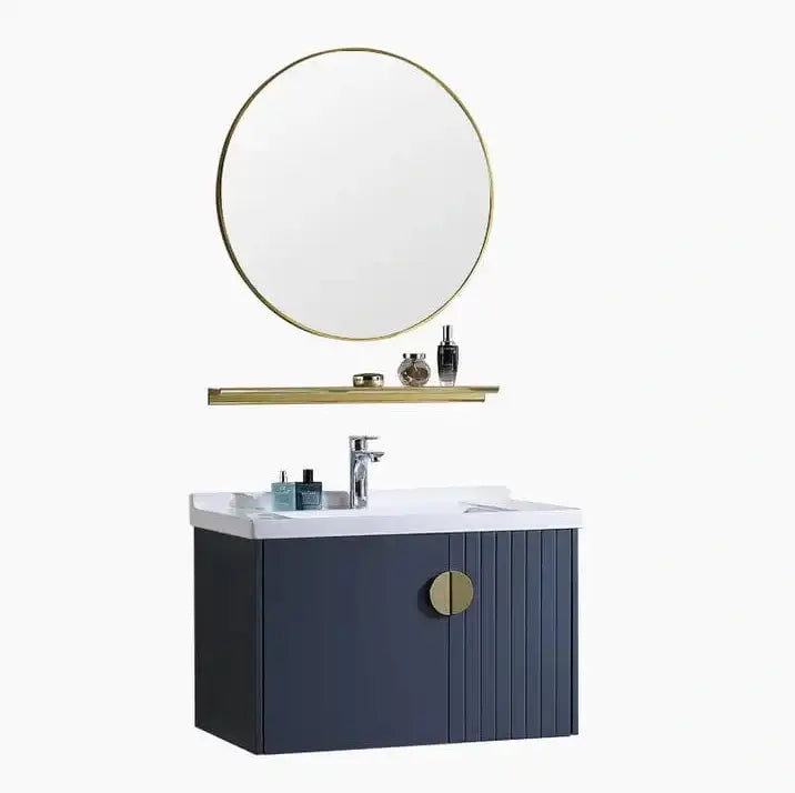 Buy Bathroom Blue-black Wall-Mounted Vanity Cabinet with Round Mirror 60cm - 005-60 | Shop at Supply Master Accra, Ghana Bathroom Vanity & Cabinets Buy Tools hardware Building materials