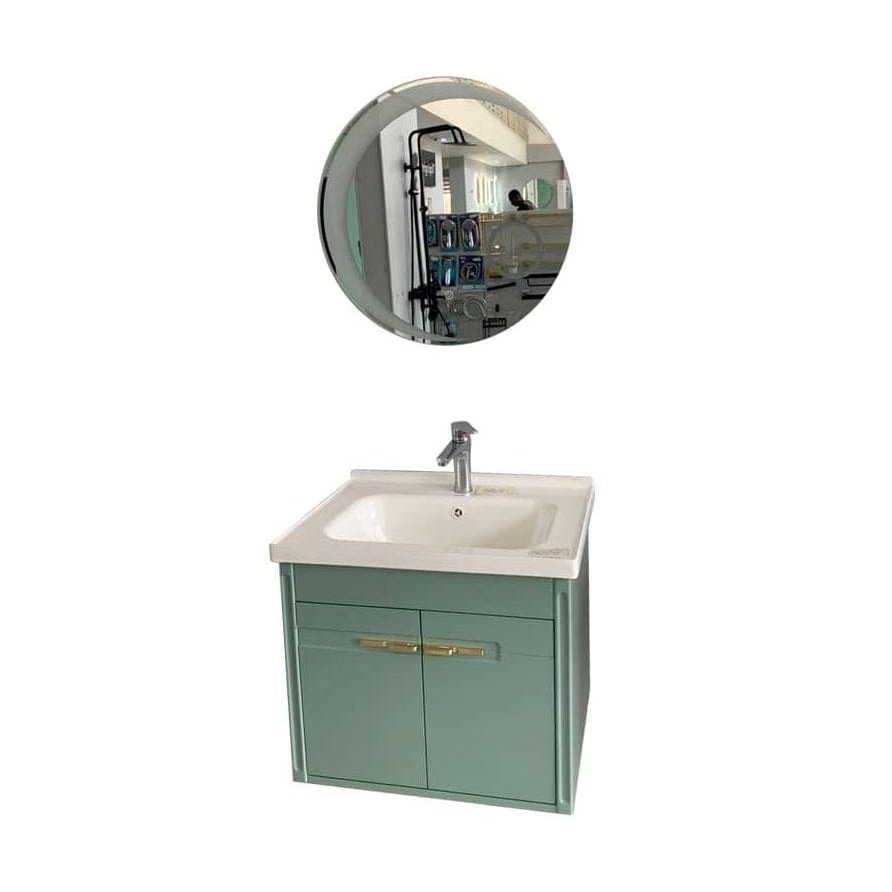 Buy Bathroom Light Green Wall-Mounted Vanity Cabinet with Round Mirror 610mm - 012-60 | Shop at Supply Master Accra, Ghana Bathroom Vanity & Cabinets Buy Tools hardware Building materials