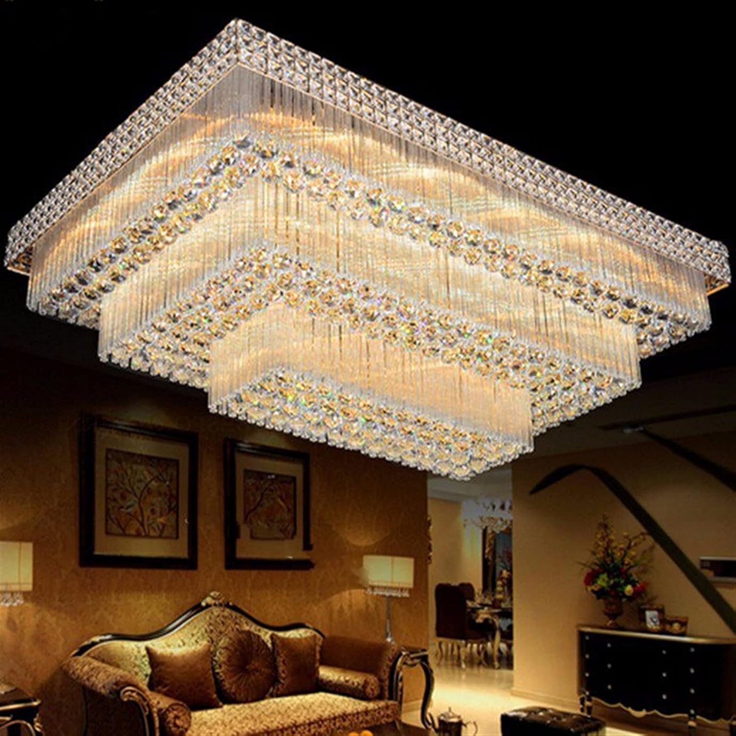 Buy Modern LED Rectangular Luxury Crystal Ceiling Chandelier - 8878-Series | Shop at Supply Master Accra, Ghana Lamps & Lightings Buy Tools hardware Building materials