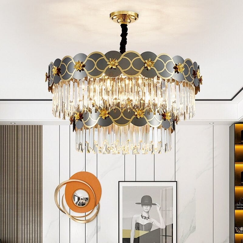 Buy Modern LED Round Black & Gold Stainless Steel Crystal Ceiling Pendant Chandelier 100cm - 2251 | Shop at Supply Master Accra, Ghana Lamps & Lightings Buy Tools hardware Building materials
