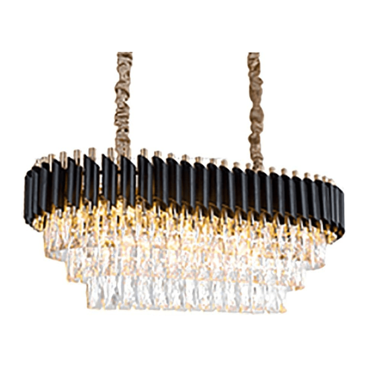 Buy Modern Oval LED 3-Tier Black & Gold Crystal Ceiling Pendant Chandelier 75cm - BH3005/OVAL | Shop at Supply Master Accra, Ghana Lamps & Lightings Buy Tools hardware Building materials