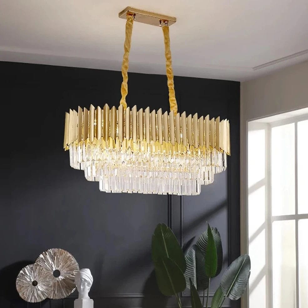 Buy Modern Oval LED 3-Tier Gold Crystal Ceiling Pendant Chandelier 77cm - BH3008/OVAL | Shop at Supply Master Accra, Ghana Lamps & Lightings Buy Tools hardware Building materials