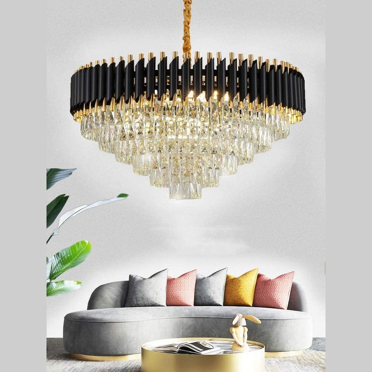 Buy Modern Round LED 3-Tier Black & Gold Crystal Ceiling Pendant Chandelier - BH3005-Series | Shop at Supply Master Accra, Ghana Lamps & Lightings Buy Tools hardware Building materials