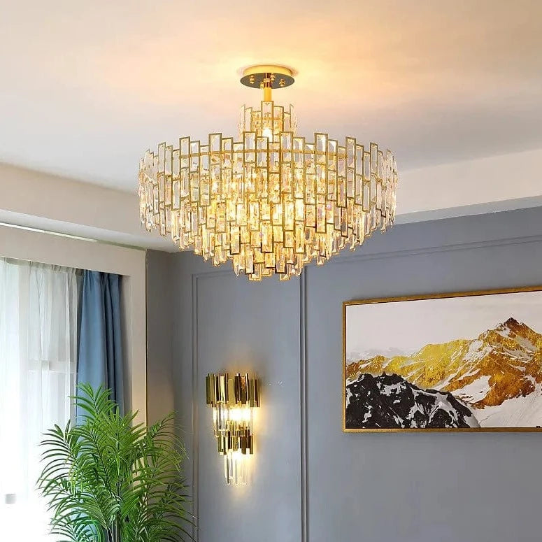 Buy Modern Round Two-Tier LED Black & Gold Crystal Ceiling Pendant Chandelier - BH3009/800+500 | Shop at Supply Master Accra, Ghana Lamps & Lightings Buy Tools hardware Building materials