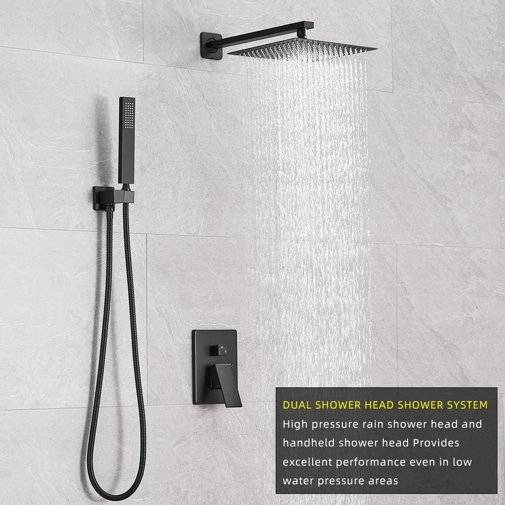 Buy Bathroom Concealed Wall Mounted Two-Function Square Overhead Rain Shower Set Chrome/Matte Black - RS-9007 & RS-9007B | Shop at Supply Master Accra, Ghana Shower Set Matte Black Buy Tools hardware Building materials