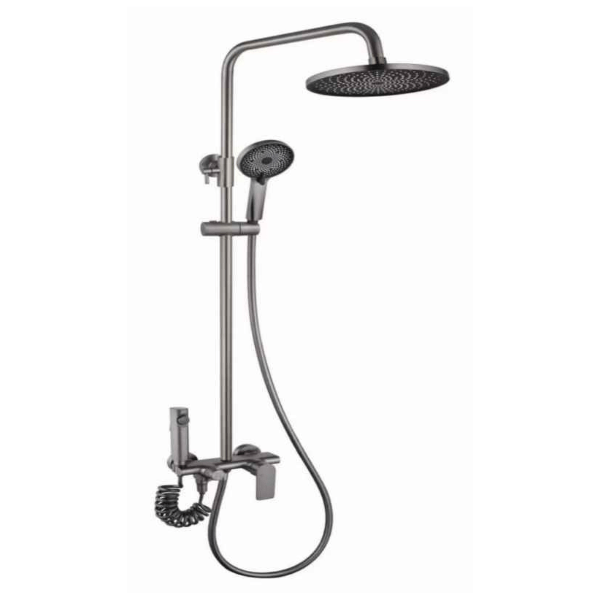 Buy Bathroom Matte Grey Multifunctional Shower Set with Dual Shower Head, Shower Faucet Set with Spray Gun - RS-22328QC | Shop at Supply Master Accra, Ghana Shower Set Buy Tools hardware Building materials