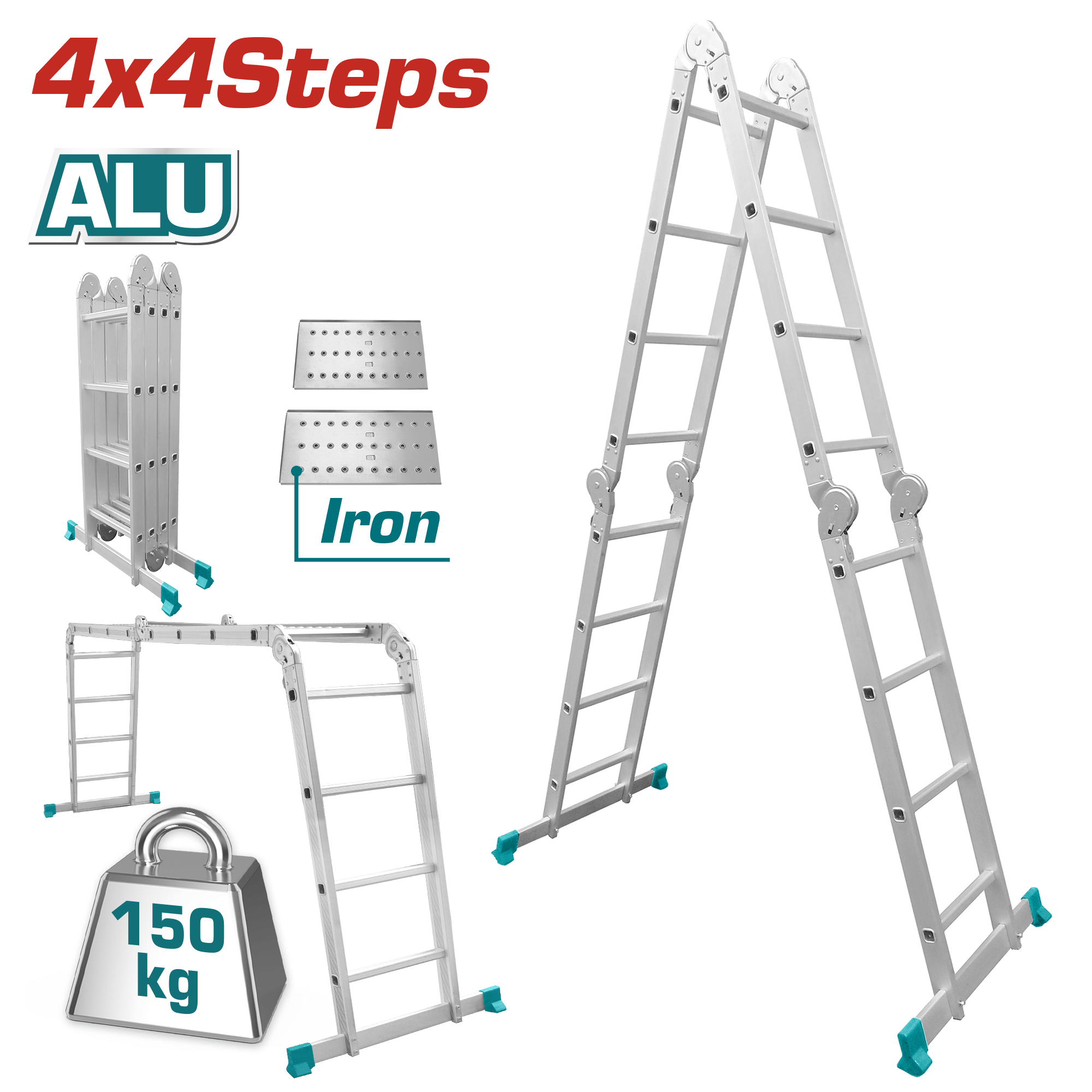 Total Multi-Purpose Aluminum Ladder 4x4 - THLAD04441 | Supply Master | Accra, Ghana Ladder Buy Tools hardware Building materials