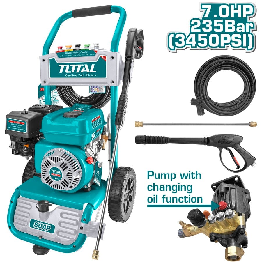 Power through dirt and grime with the Total Gasoline High Pressure Washer 212cc / 7HP (TGT250206) at SupplyMaster.store in Ghana. Pressure Washer Buy Tools hardware Building materials