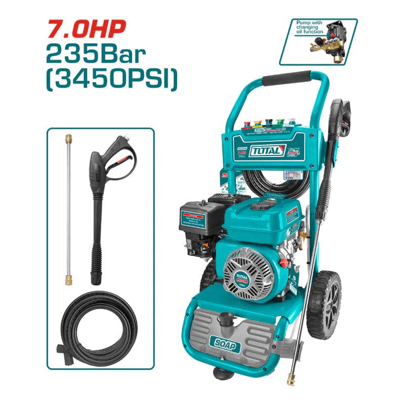Power through dirt and grime with the Total Gasoline High Pressure Washer 212cc / 7HP (TGT250206) at SupplyMaster.store in Ghana. Pressure Washer Buy Tools hardware Building materials