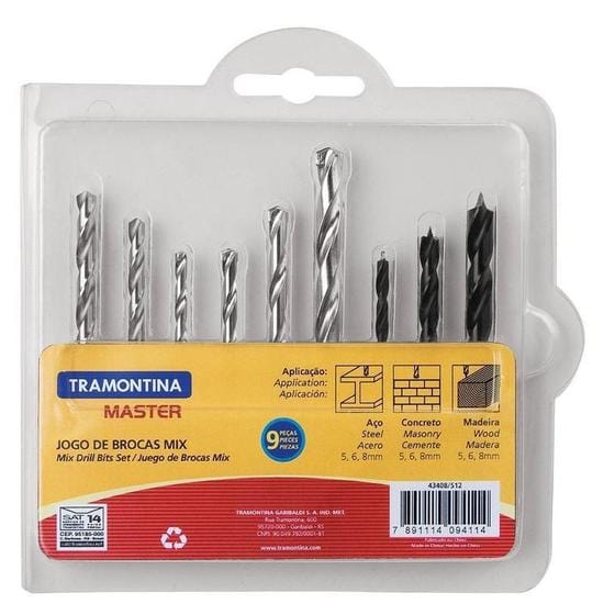 Buy Tramontina 9 Pieces Drill Bit Set - 43408/512 in Accra, Ghana | Supply Master Drill Bits Buy Tools hardware Building materials