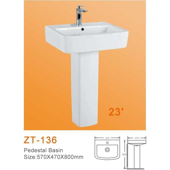 Buy Zotto Full Pedestal Wash Hand Basin 570x470x800mm - ZT-136 | Shop at Supply Master Accra, Ghana Bathroom Sink Buy Tools hardware Building materials