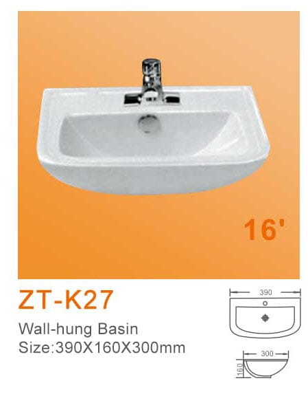 Buy Zotto Single Hole Wall-mounted Wash Hand Basin 390x160x300mm - ZT-K27 | Shop at Supply Master Accra, Ghana Bathroom Sink Buy Tools hardware Building materials
