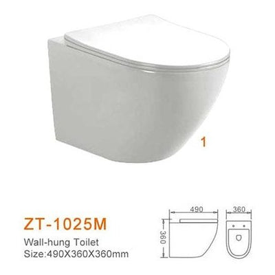 Buy Zotto P-Trap Wall-hung Washdown Toilet Water Closet 490x360x360mm - ZT-1025M1 | Shop at Supply Master Accra, Ghana Toilet & Urinal Buy Tools hardware Building materials