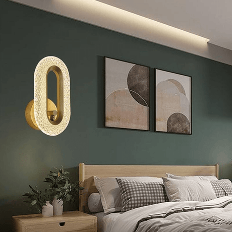 Supply Master Pendant & Chandeliers Led Glass Crystal Oval Golden Metal Wall Light