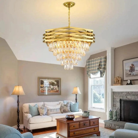 Supply Master Pendant & Chandeliers Luxury Gold Crest Crystal Chandelier With E14 Bulb