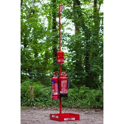 Supply Master Fire Safety Equipment Portable Fire Extinguisher Stand With Pole & Sign