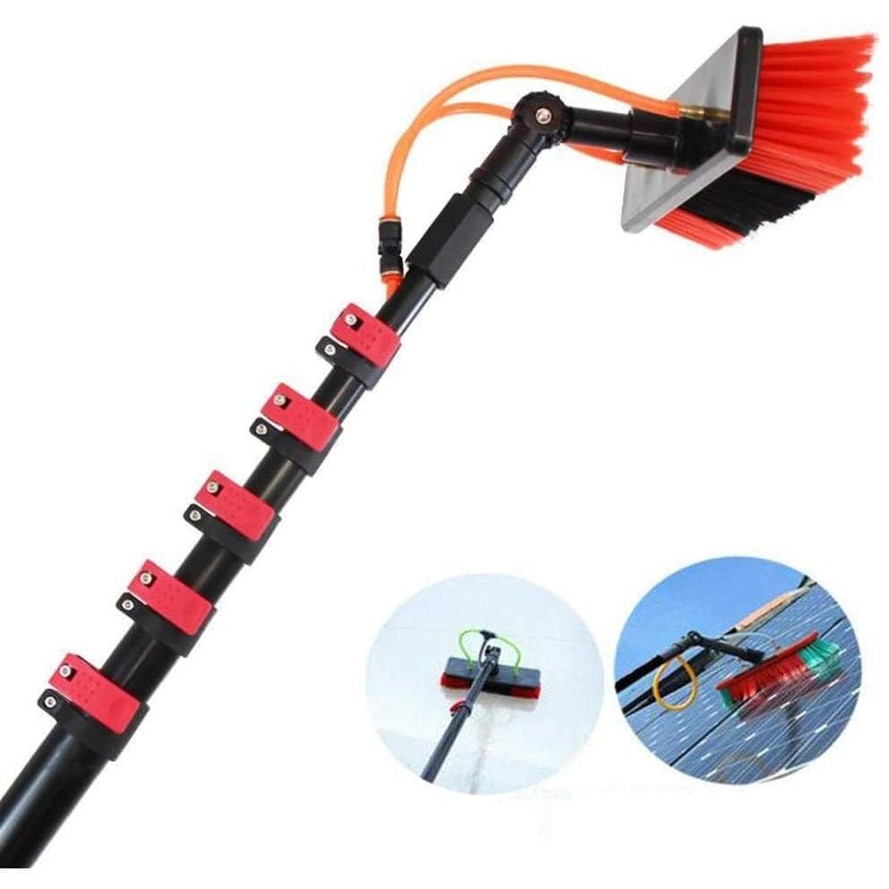 Supply Master Janitorial & Cleaning Telescopic Extension Pole Brush with Water Fed Hose for Window Cleaning