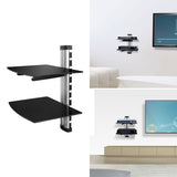 Supply Master Home Accessories Two Tier Electronic Component Glass Shelf Wall Mount - DWB2