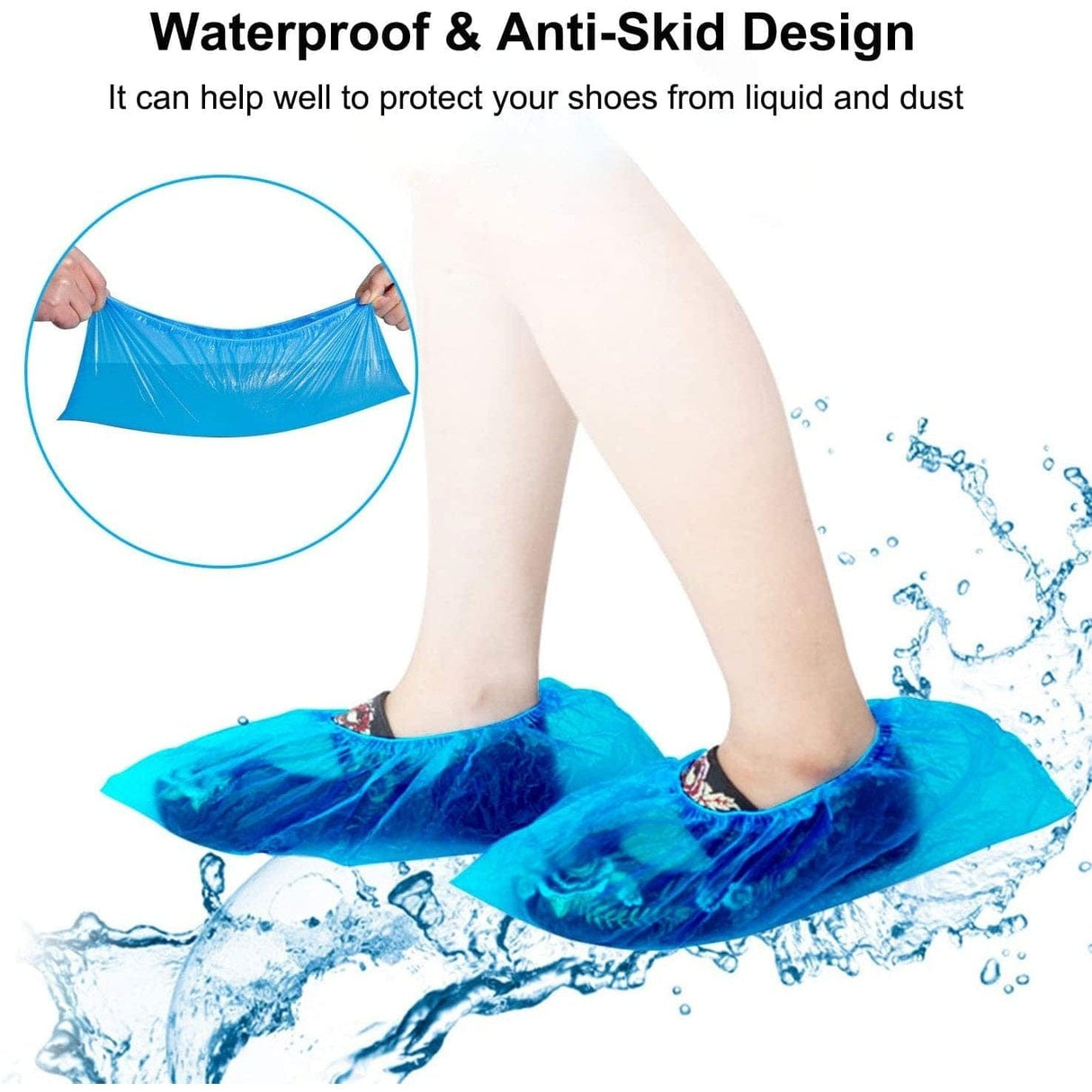 Supply Master Janitorial & Cleaning Waterproof Polythene 100-pieces Blue Disposable Shoe Cover