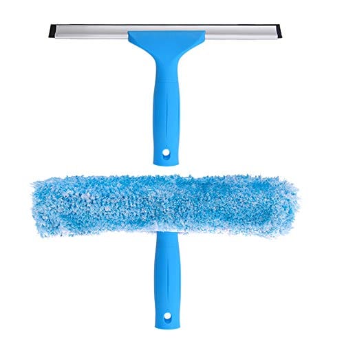 Supply Master Janitorial & Cleaning Window Cleaner Combo 2-in-1 Squeegee and Scrubber with Stainless steel stick