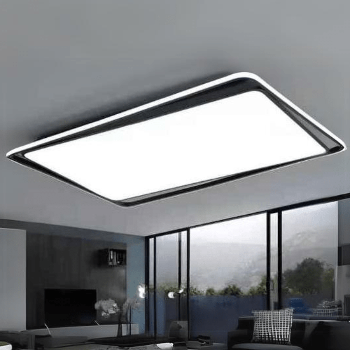 Buy LED Black & White Rectangular Acrylic Flush Mount Ceiling Light ...