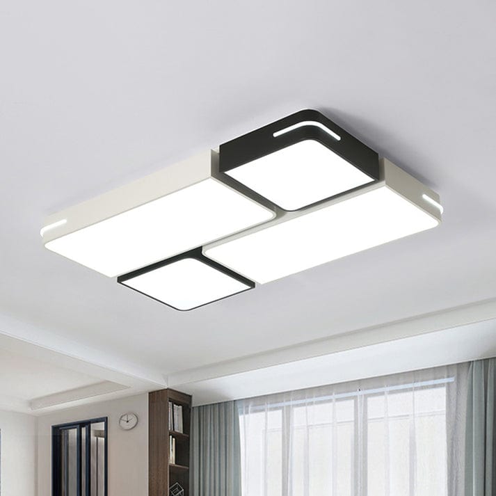 TDC Lights Lamps & Lightings LED Rectangular Acrylic Flush Mount Black-White Ceiling Light - WX-C2