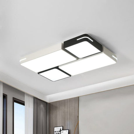 TDC Lights Lamps & Lightings LED Rectangular Acrylic Flush Mount Black-White Ceiling Light - WX-C2