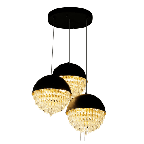 TDC Lights Lamps & Lightings Modern Triple Dome Crystal Globe Chandelier Light - YLP-D250-3P