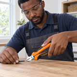 Technician cutting disconnected wire with Coofix diagonal cutting pliers