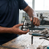 Technician demonstrating the Total keyed drill chuck