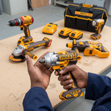 Technician inspecting the Ingco impact wrench before use