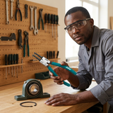Technician inspecting the JcTop curved-tip circlip pliers